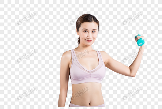 年轻女性做健身运动举哑铃图片