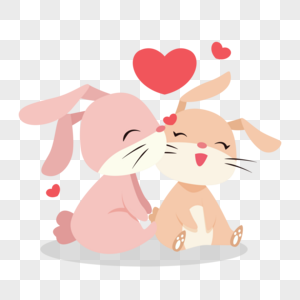 唯美亲吻的小兔子高清图片