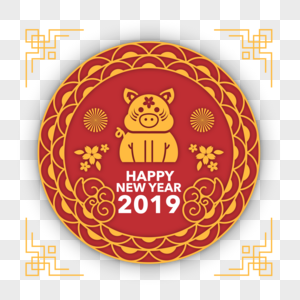 中国风小猪新年剪纸高清图片