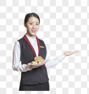 酒店服务员送餐服务高清图片