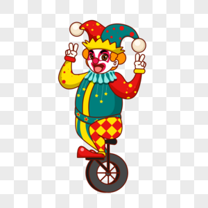 小丑骑单轮车高清图片
