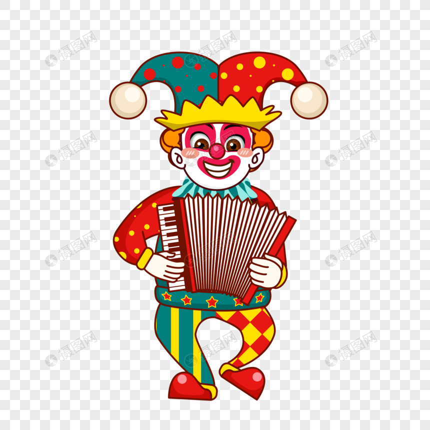 小丑表演手风琴元素素材psd格式_设计素材免