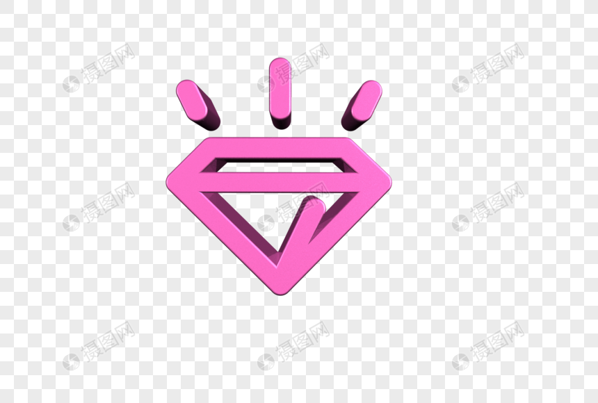 C4D粉色钻石爱情图标图片