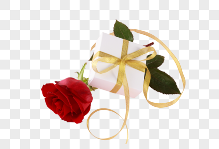 玫瑰和礼物盒高清图片