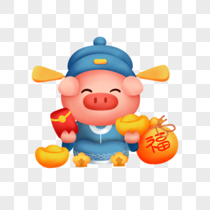 猪财神猪形象新年猪高清图片