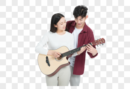 学习弹吉他的情侣高清图片