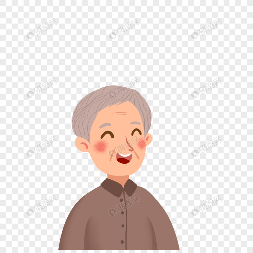 免抠元素 手绘/卡通元素 开心的爷爷.