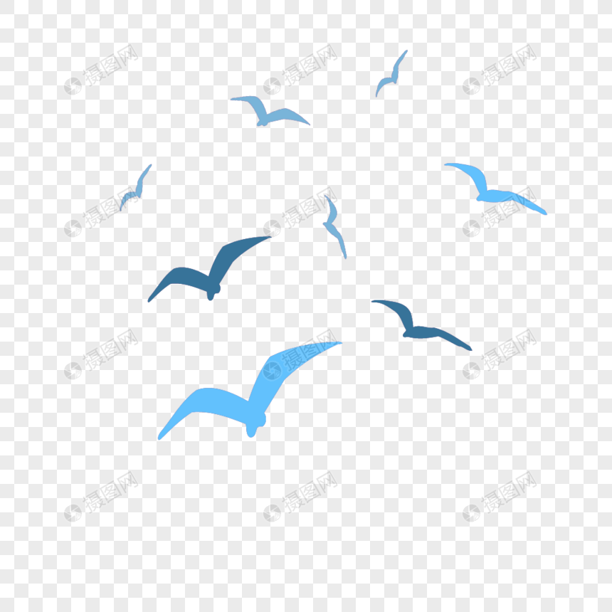免抠元素 手绘/卡通元素 海鸥剪影.psd