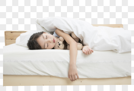 睡觉的女孩床单四件套高清图片