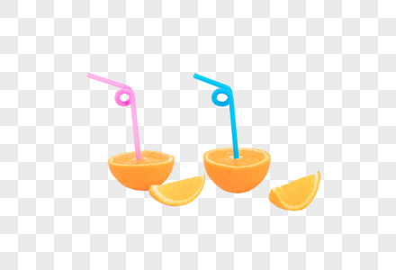 插着吸管的橙子高清图片