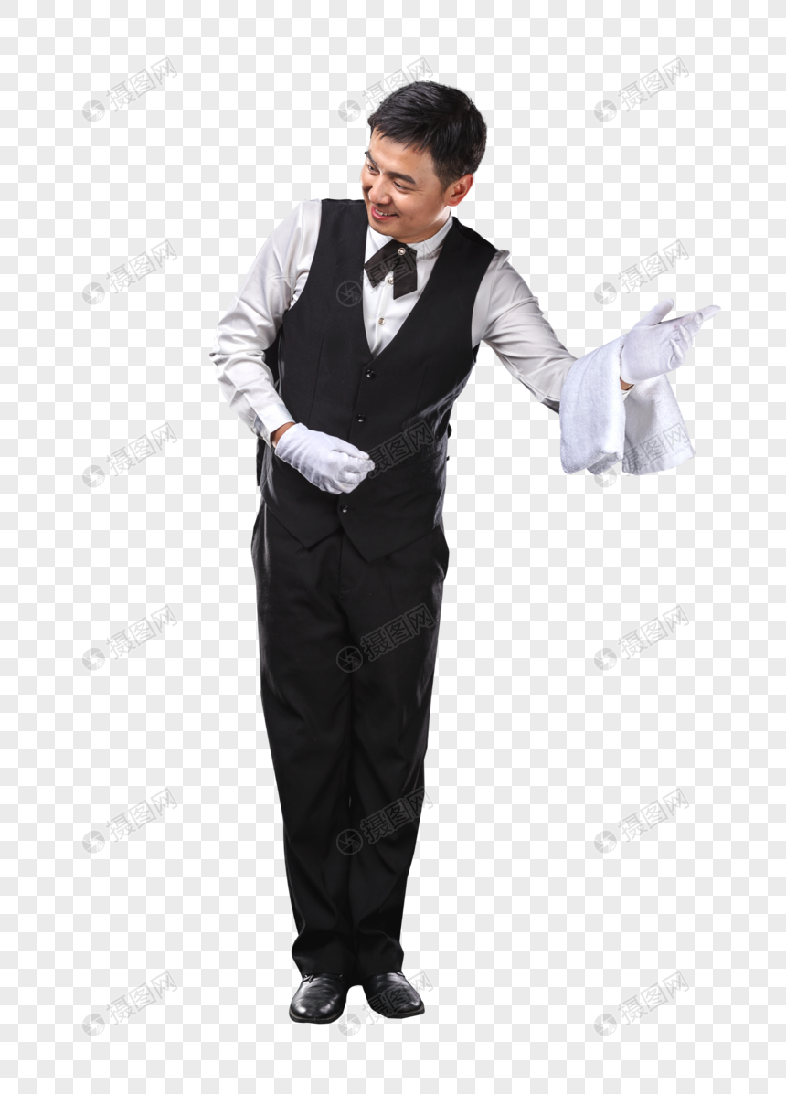 男服务员热情服务动作
