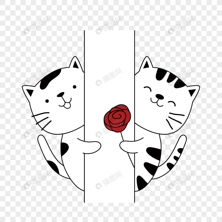 情人节送玫瑰的小猫咪图片