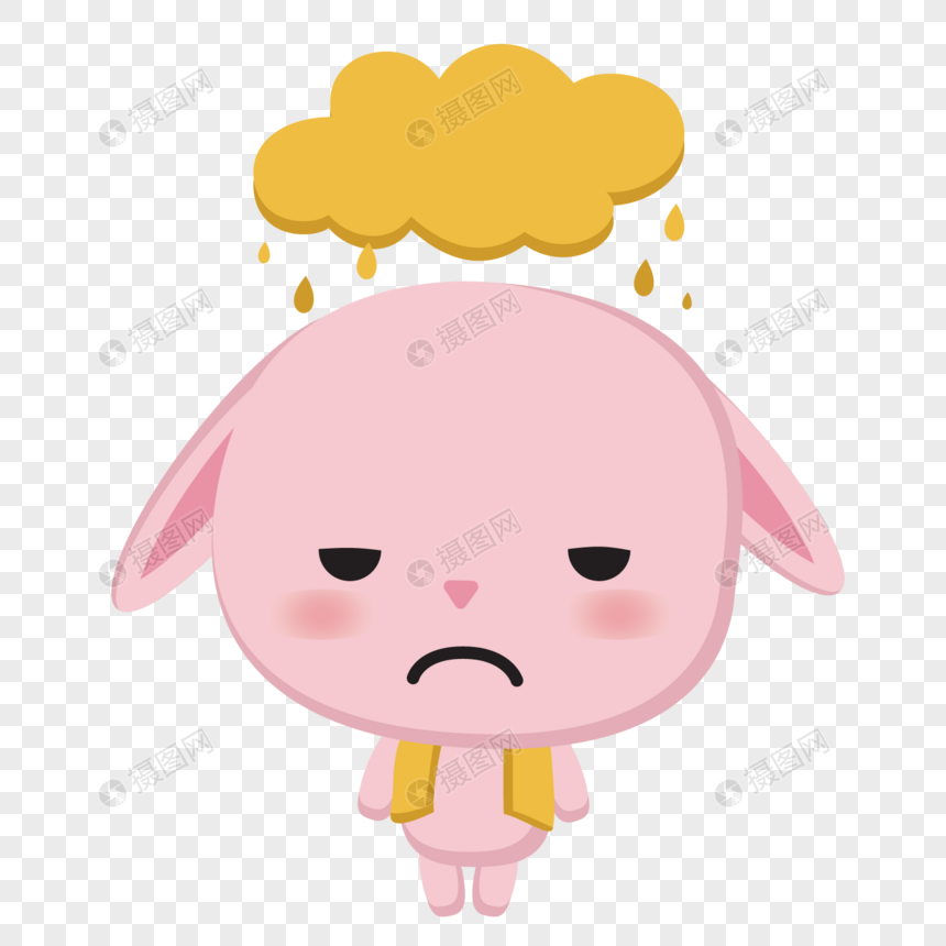 免抠元素 手绘/卡通元素 伤心 伤心沮丧的小兔子.