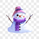 紫色帽子雪人图片