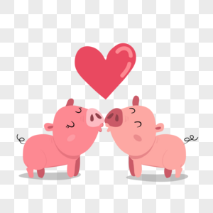 情人节甜蜜接吻的小猪图片