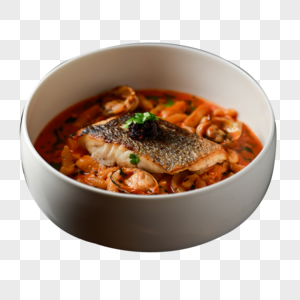 鳕鱼海鲜汤元素烤菜高清图片