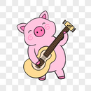 弹吉他的猪图片