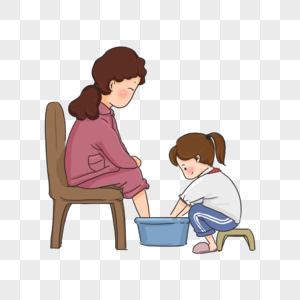 给妈妈洗脚的孩子图片