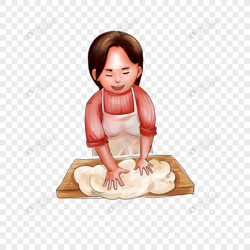 手绘/卡通元素 玩面团的女人.
