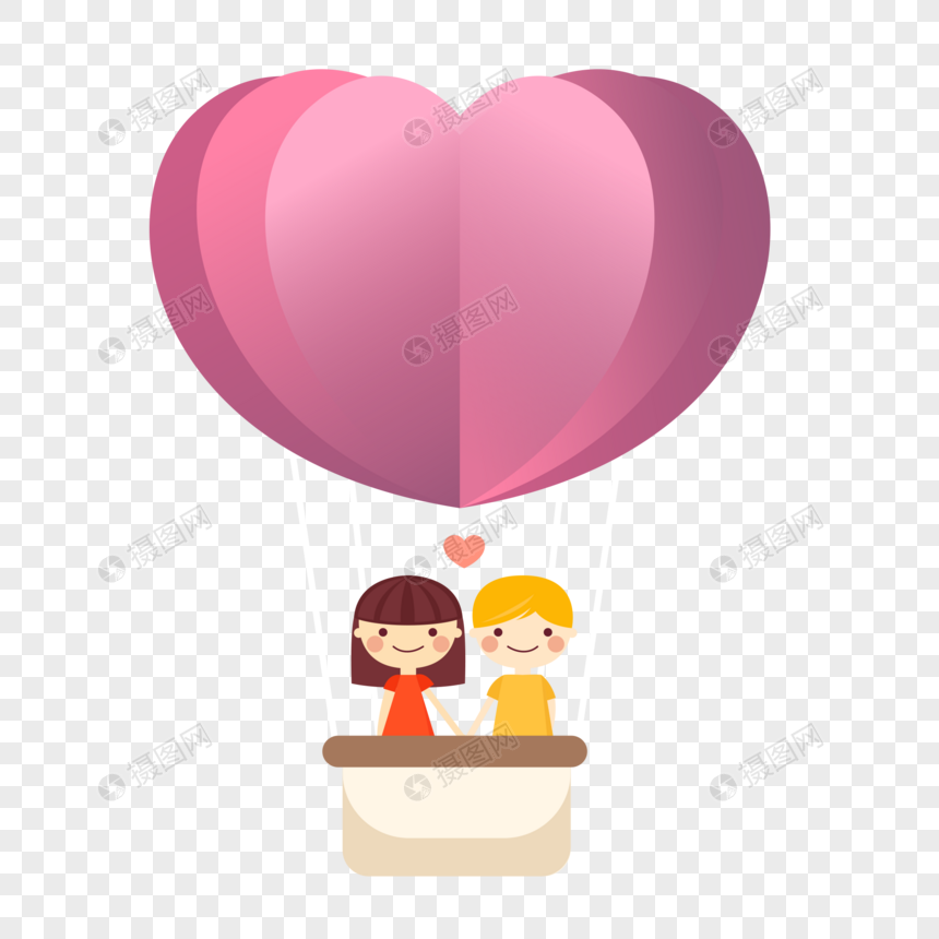 情侣坐在气球上图片