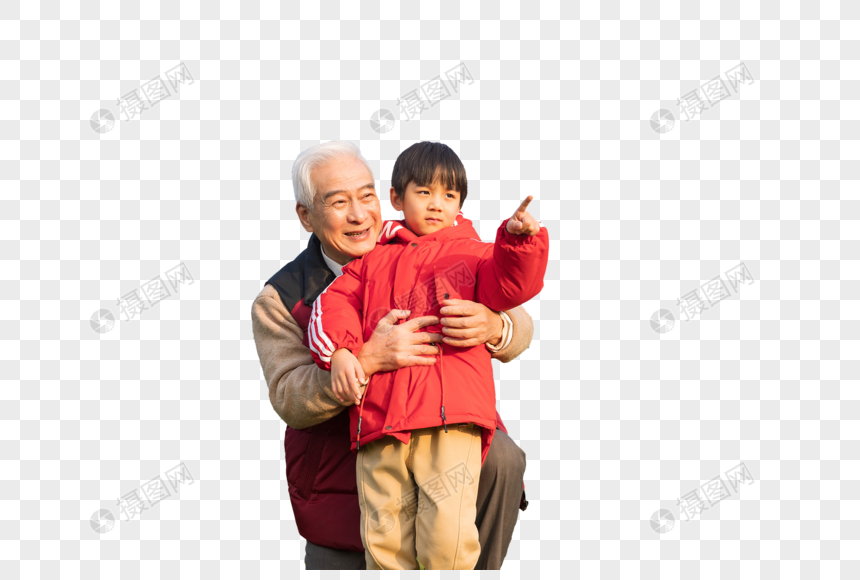 祖孙情爷爷抱着孙子