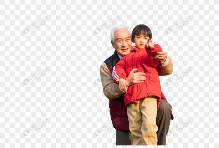 祖孙情爷爷抱着孙子