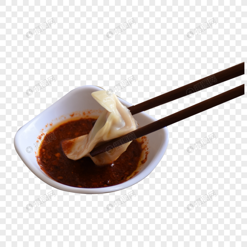 吃水饺时沾辣椒酱料图片