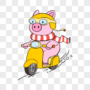 骑摩托的猪图片