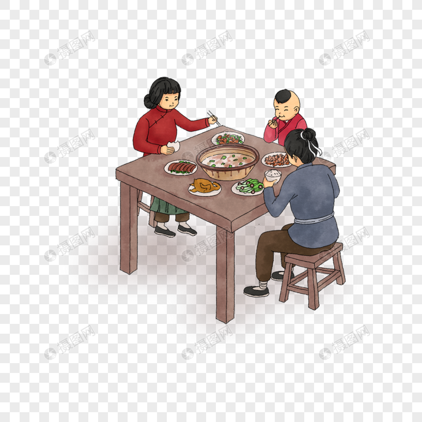 吃饭的一家人图片
