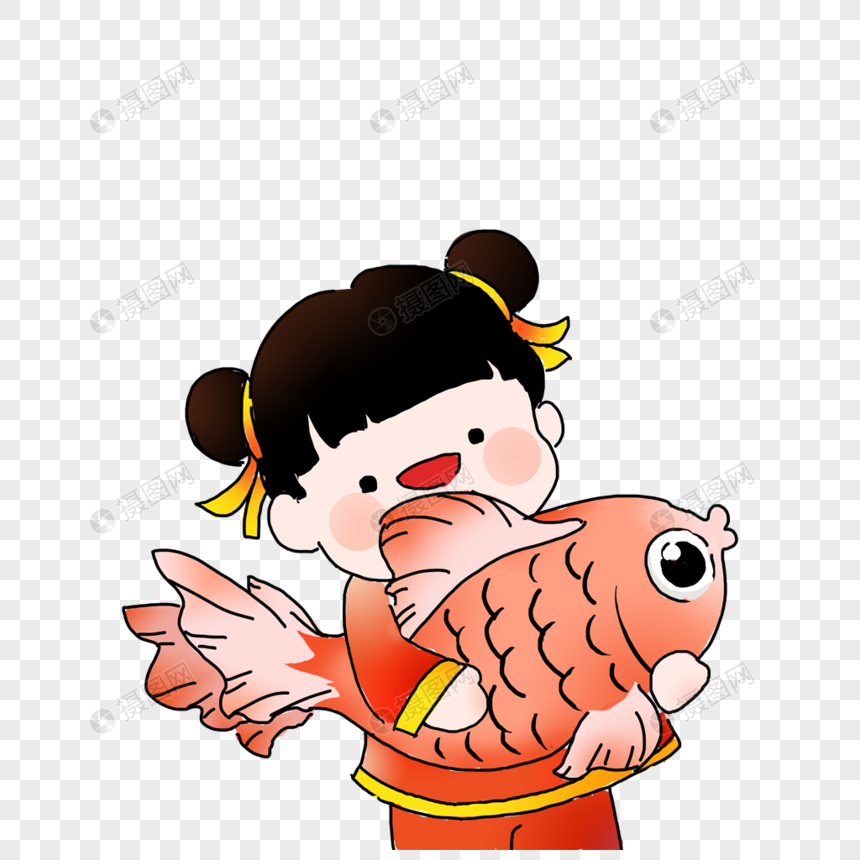 抱着锦鲤的女孩