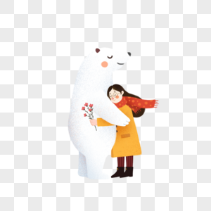 抱着北极熊的女孩图片