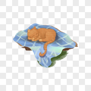 垫子上睡觉的猫图片