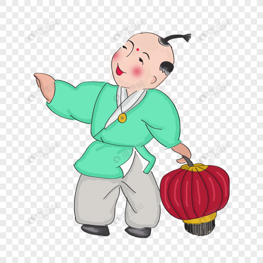 拿着灯笼的男孩