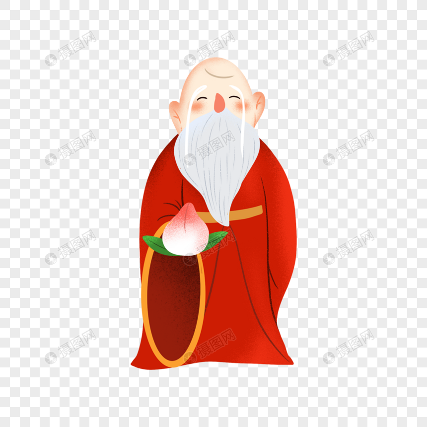 拿着寿桃的寿星