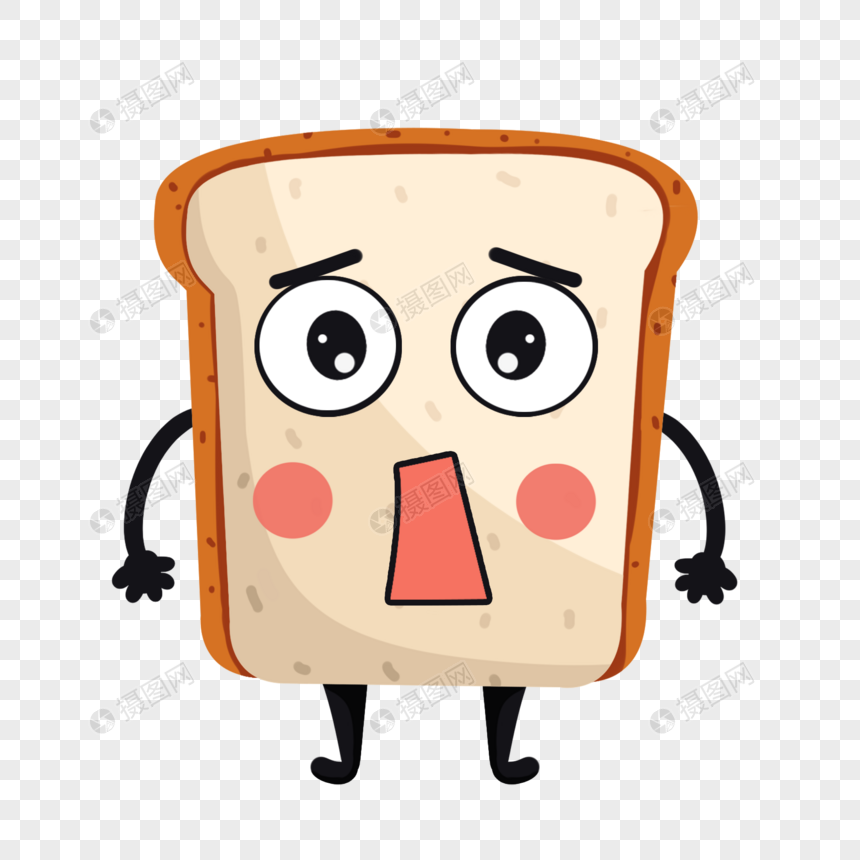 卡通面包吃惊表情元素素材png,psd格式_设计