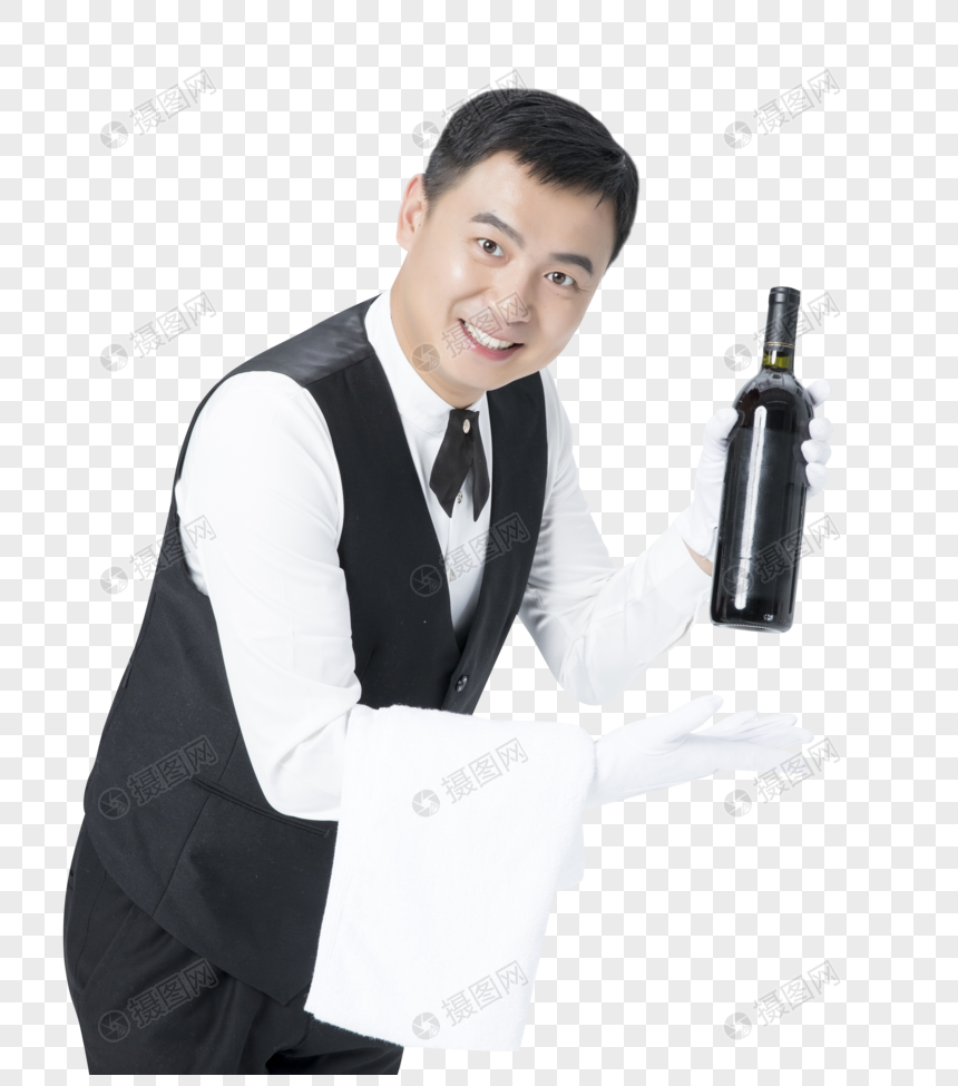 男服务员拿红酒图片