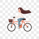 骑单车旅游的女孩图片