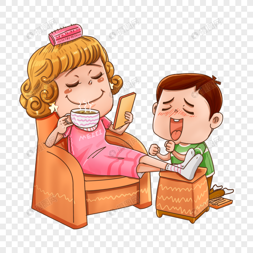给媳妇捶腿的男人