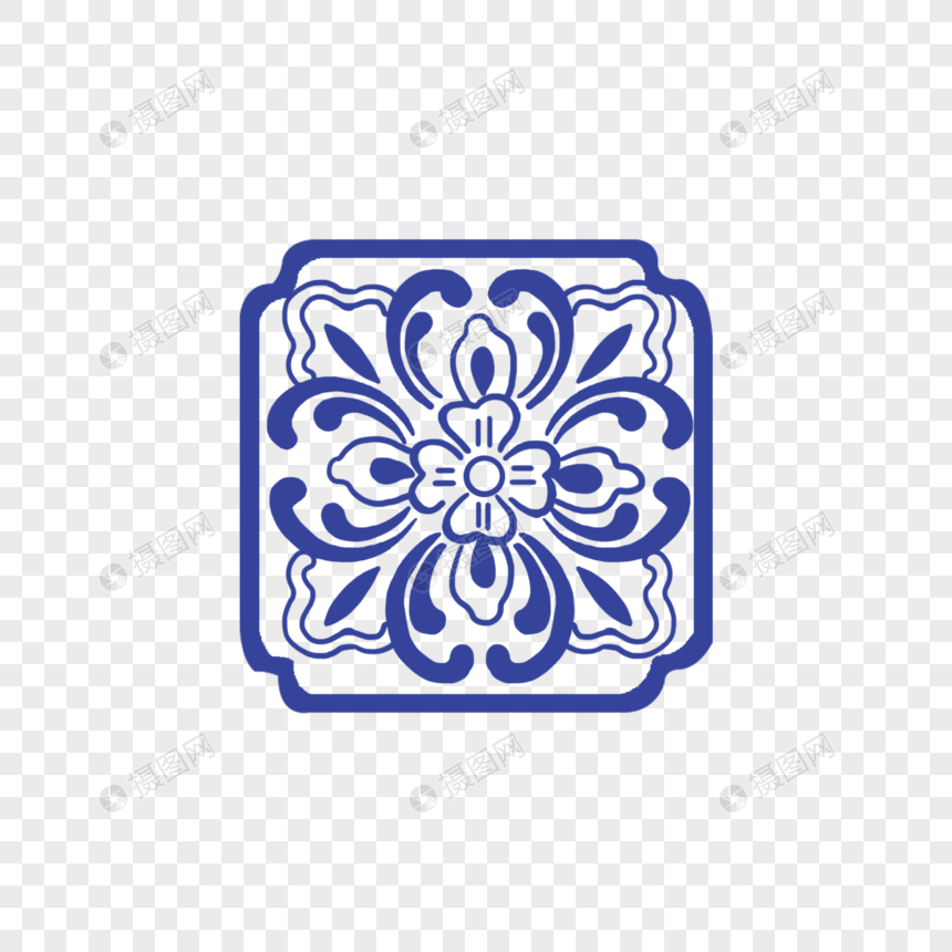 青花瓷花纹元素元素素材png格式_设计素材免费下载