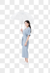 年轻美女撑伞背影图片