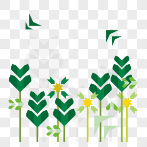 春分绿色植物几何图图片