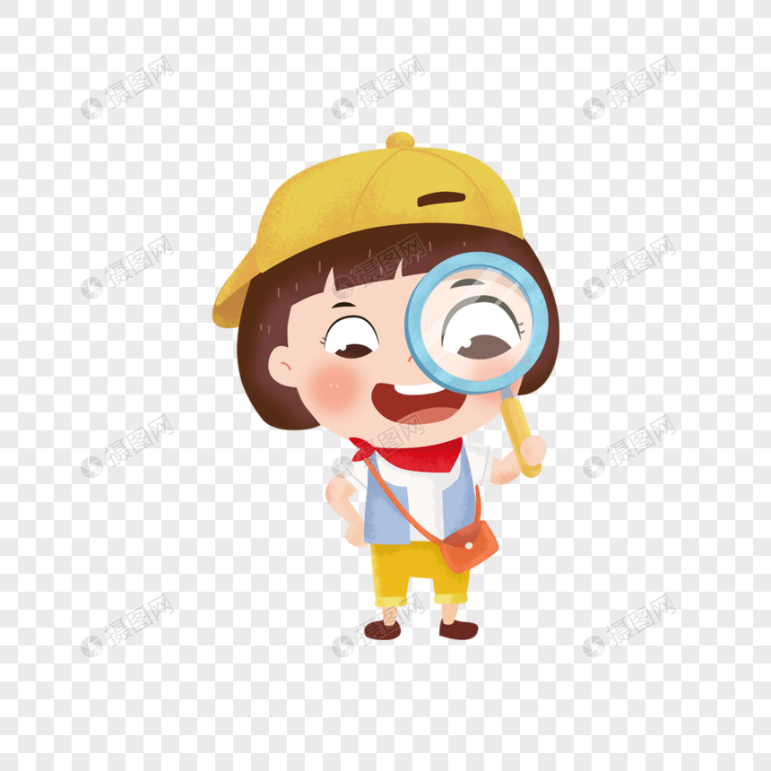 拿着放大镜的女孩