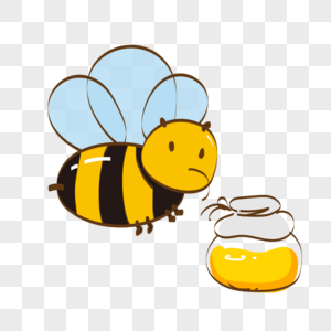 保存蜂蜜的小蜜蜂元素高清图片
