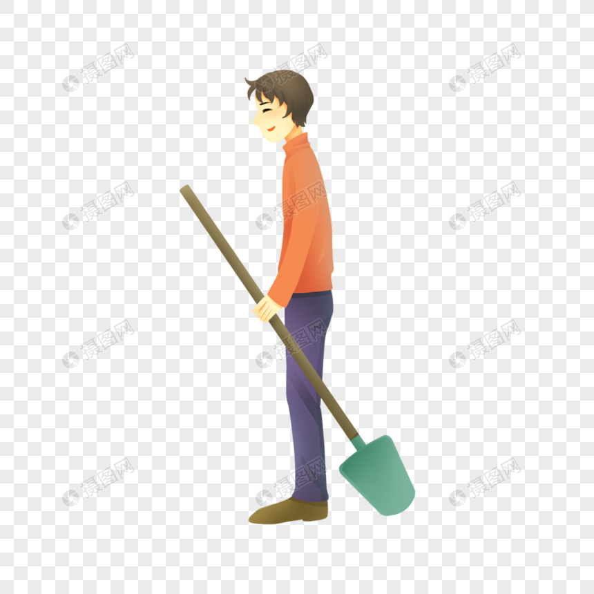 拿着铲子的男人