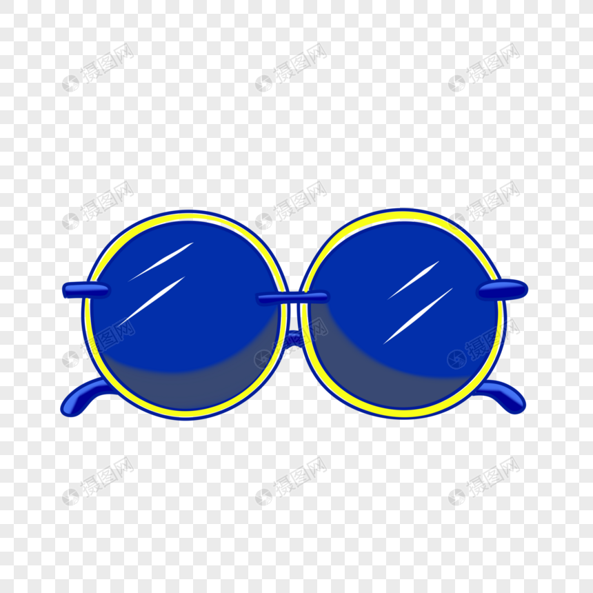 眼镜类卡通手绘风蓝色眼镜图片