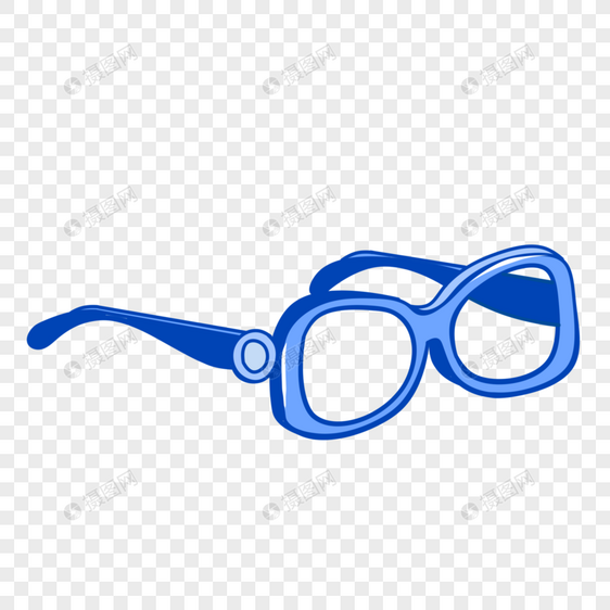 眼镜类卡通手绘风蓝边眼镜图片