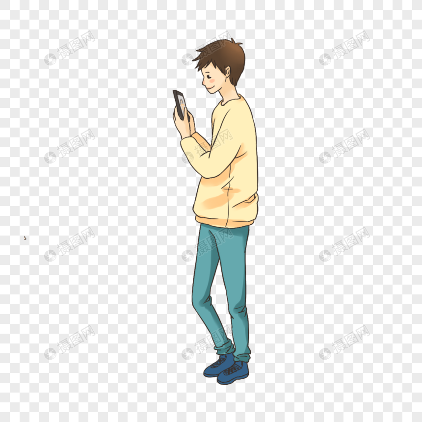 拿着手机的男孩