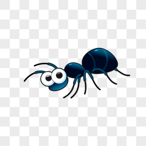 动物类卡通手绘风蓝色蚂蚁图片