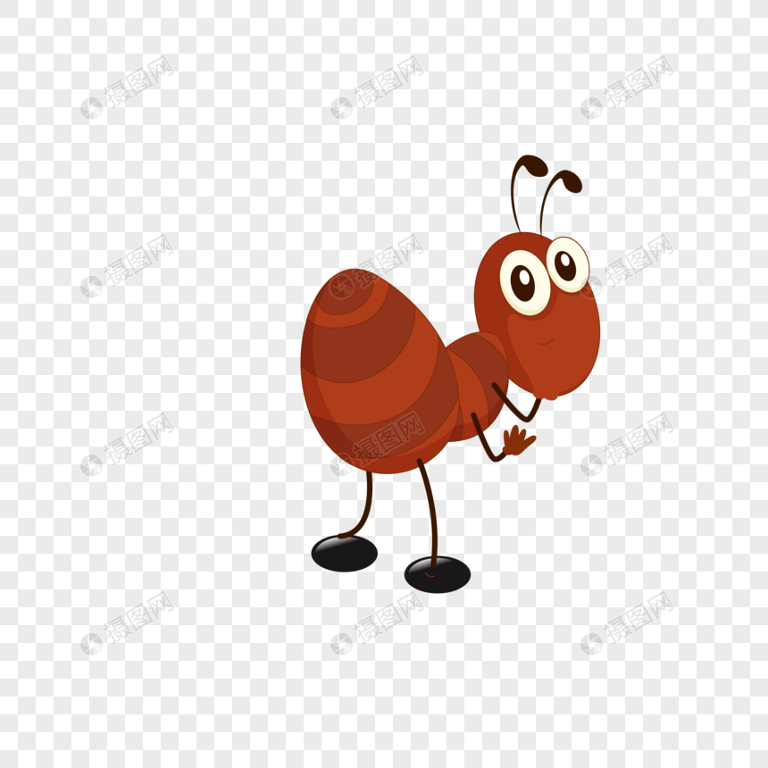 动物类卡通手绘风红色蚂蚁图片