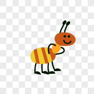 动物类卡通手绘风黄色蚂蚁高清图片